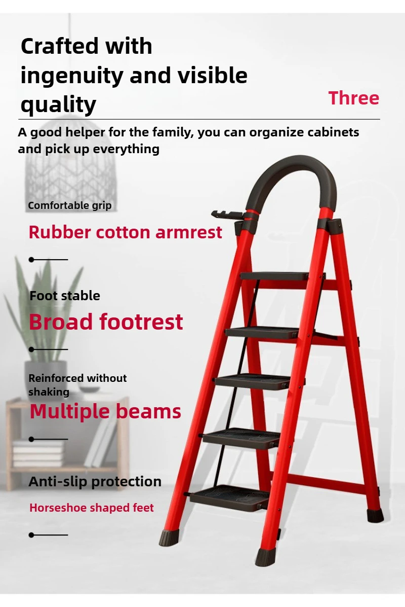 Weighing 200kg Scaffold Household Folding Indoor Herringbone Ladder, Retractable and Portable Thickened Outdoor Multi-function