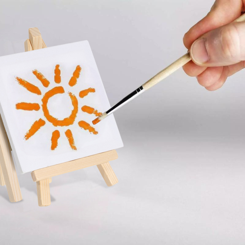 12 Stück Künstler 5 Zoll Mini-Staffelei + 3 Zoll x 3 Zoll Mini-Leinwand-Set Malerei Kinder Handwerk DIY Zeichnung Kleine Tisch-Staffelei für die Schule