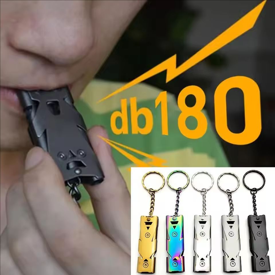 Dubbele pijpfluit hanger sleutelhanger hoge decibel draagbare outdoor survival noodcamping tool multifunctioneel fluitje