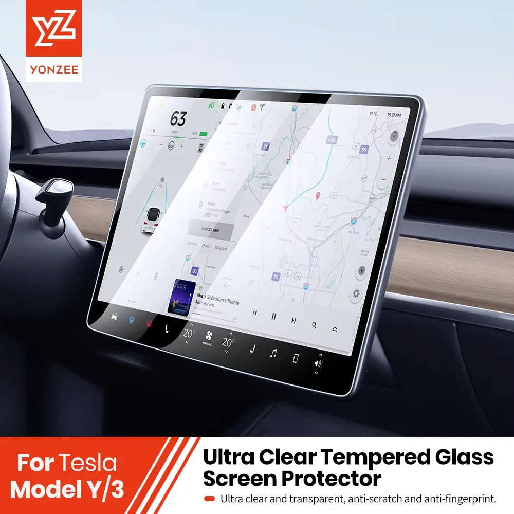 Ochraniacz ekranu ze szkła hartowanego YZ do Tesla Model 3 Y X 2023 2022 202 Akcesoria do centralnego sterowania Folia ochronna Tesla HD