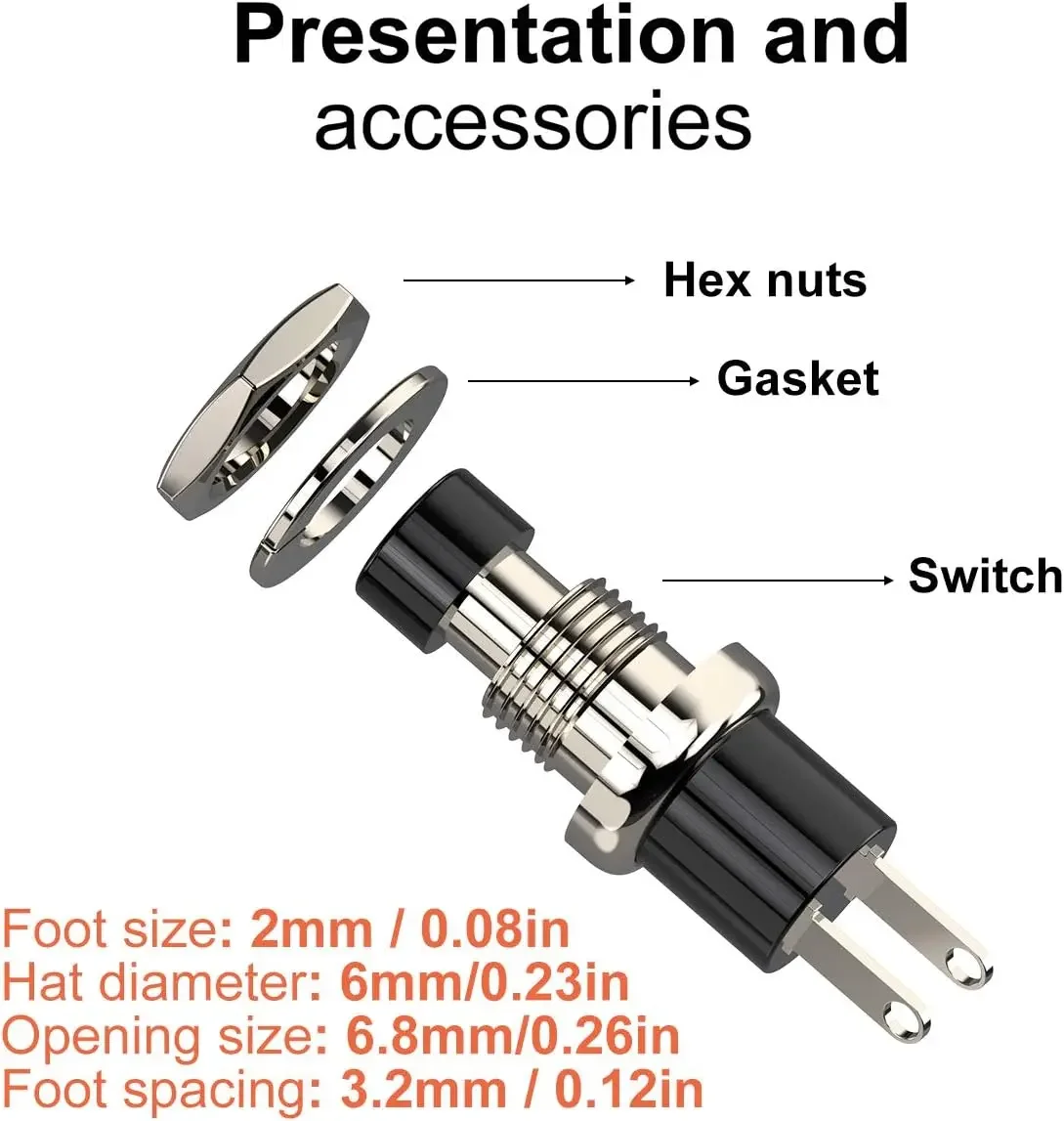 20pcs Momentary Push Button Switch, 1A 250VAC SPST Mini Pushbutton Switches Normally Open(NO) Black & Red Cap