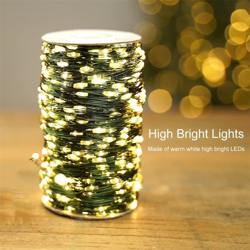 LED Green Wire Fairy Lights String Warm White Garland for Outdoor Home Christmas Tree Decoration Wedding Party Garden Lighting