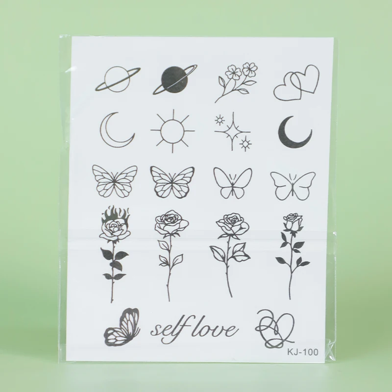 1pc adesivos de tatuagem temporária à prova d'água de padrão pequeno, à prova d'água de longa duração para uma a duas semanas, para braço, perna.