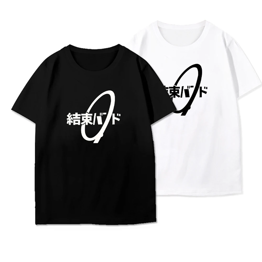 メンズクルーネック半袖Tシャツ アニメ「ぼっち・ザ・ロック」 音楽バンド グラフィックプリント カジュアル コットン トレンドトップス