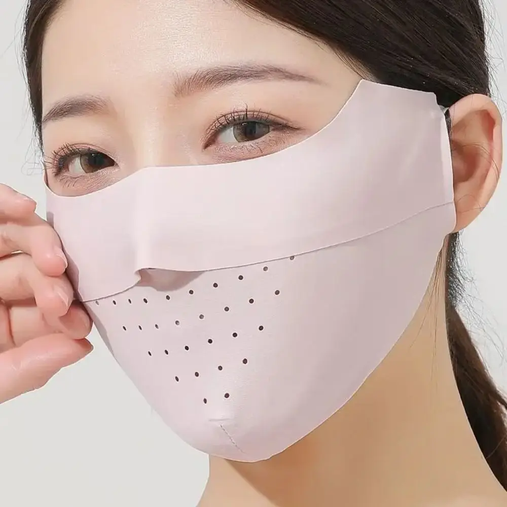 Nouveau Protection solaire Uv masque facial de cyclisme respirant mince couverture faciale masque facial en soie glacée hommes femmes