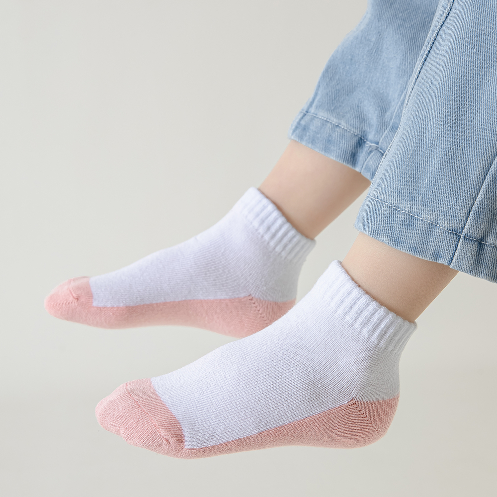 5 pares de calcetines de primavera para niños 100% algodón moda para niños negro blanco rosa estudiante bebé niña niño calcetines cortos deportivos para 1-12 años