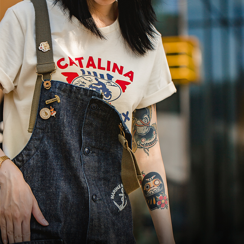 Maden Unisex denimowe fartuchy Vintage kombinezony Baggy granatowy kombinezon dla kobiet mężczyzna szerokie nogawki Oversize Jeans para odzież