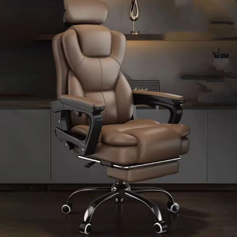 Luxury and Comfortable Office Chair Leather Wheels Glides Ergonomic Sliding Office Chair Learning Armrests Sillas De Gamer Home