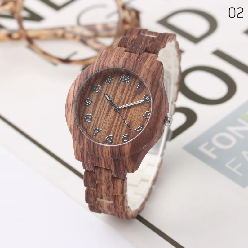 Reloj de cuarzo con patrón de bambú para Hombre y mujer, cronógrafo Digital creativo con correa de acero, a la moda, de madera de sándalo