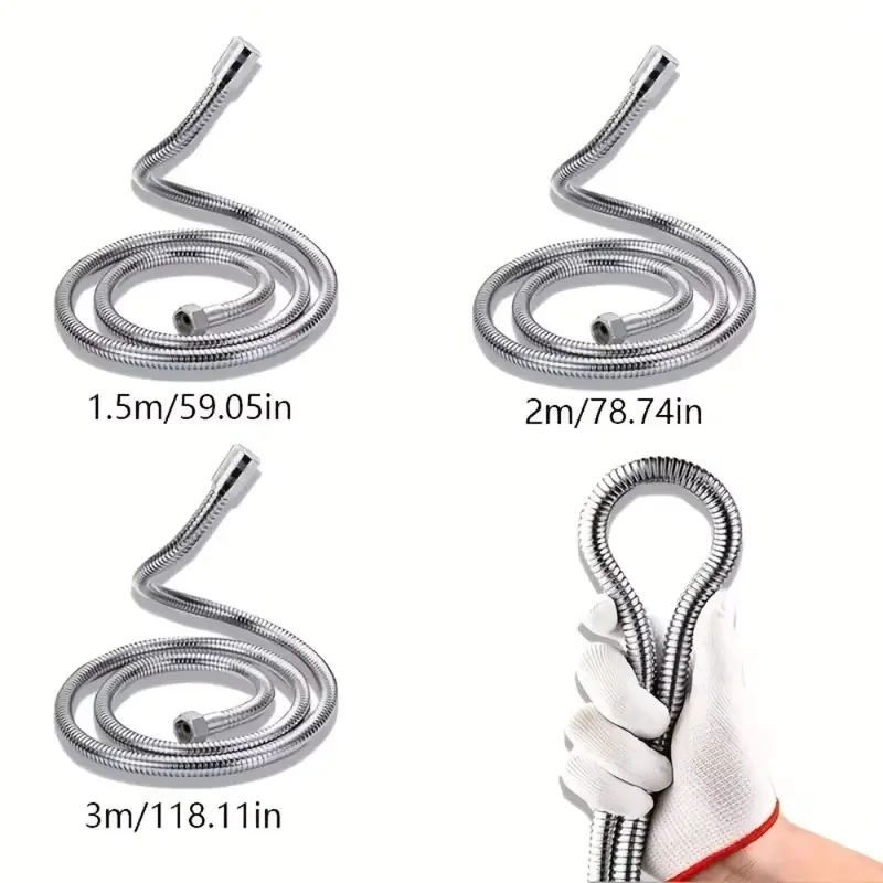 Mangueira de encanamento flexível de aço inoxidável, tubo de cabeça de chuveiro, tubo flexível para banheiro, 1-3m, acessórios de banho