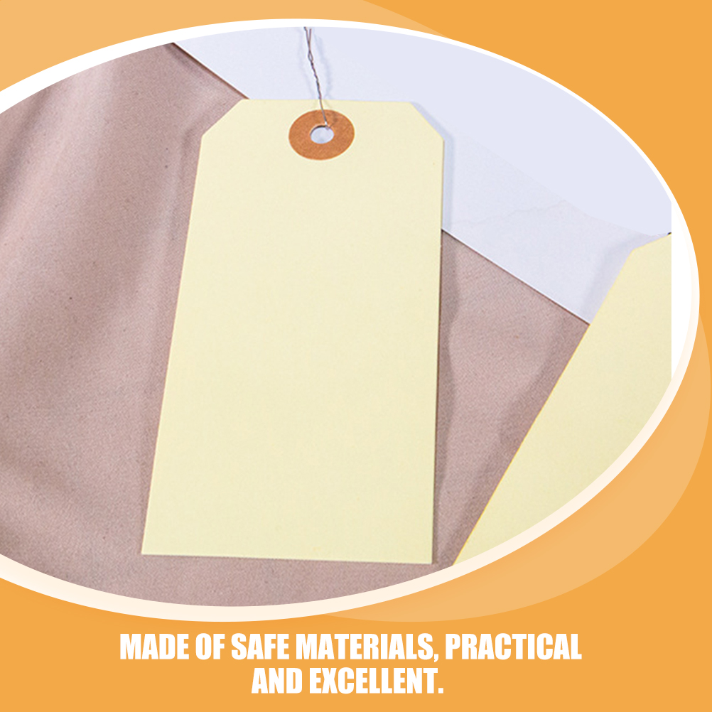 100 Stück Versandetiketten, leere Etiketten für die Verpackung, Manila-Draht, verkabeltes Eisen mit Loch