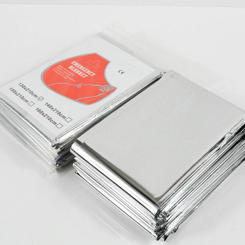 ผ้าห่มฉุกเฉินกลางแจ้ง Survive First Aid ทหารกู้ภัยชุด Windproof กันน้ำฟอยล์ผ้าห่มความร้อนสำหรับ Camping Hiking