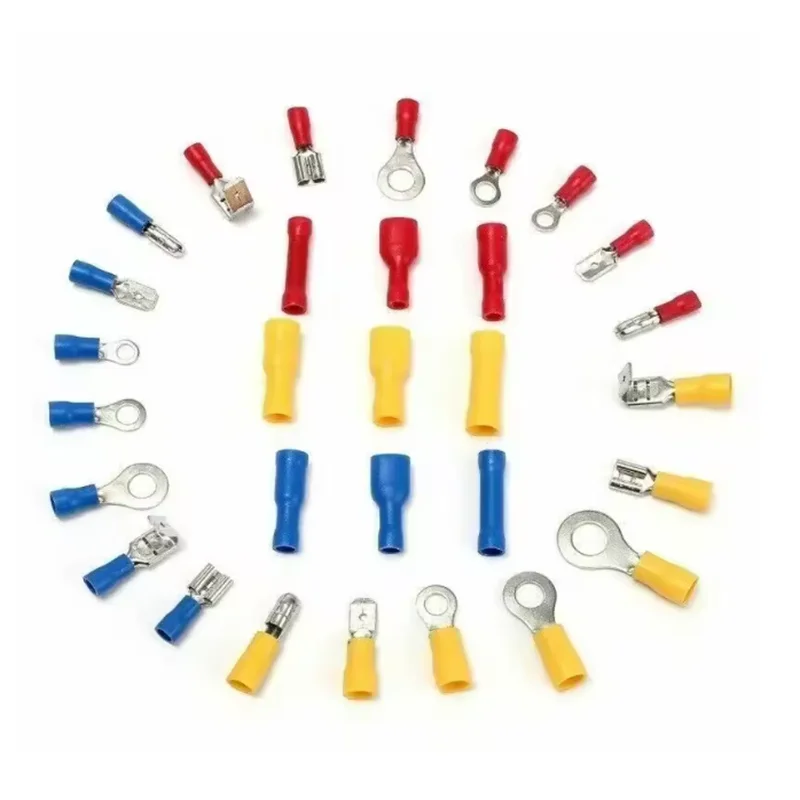 Novo conector de cabo isolado, fio elétrico, crimpagem, garfo, anel, conjunto de terminais rolados, kit sortido