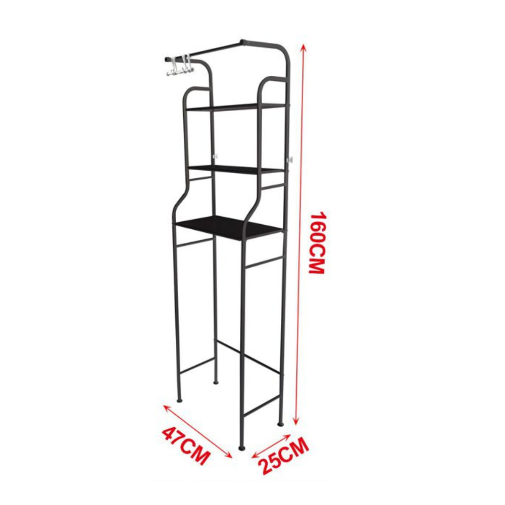 Estantería metal multiuso sobre inodoro o lavadora, aprovecho de espacio, organización de hogar