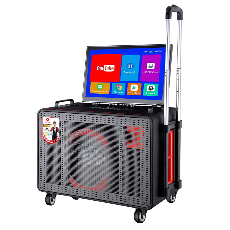 Pantalla de visualización Cubierta abatible Cubierta de carrito móvil para exteriores Máquina todo en uno de vídeo de Karaoke en casa
