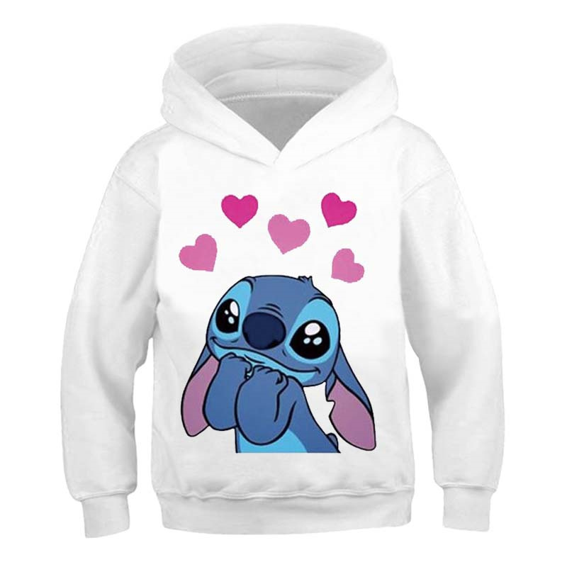 New Stitch felpe con cappuccio ragazze felpa autunno e inverno manica lunga Harajuku pullover serie Disney Stich Casual con cappuccio top