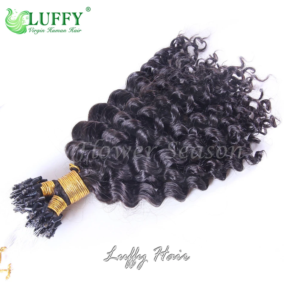 Micro Loop extensiones de cabello humano Jerry para mujeres negras, extensiones de cabello rizado Microlink, cabello birmano, Micro Ring Loop