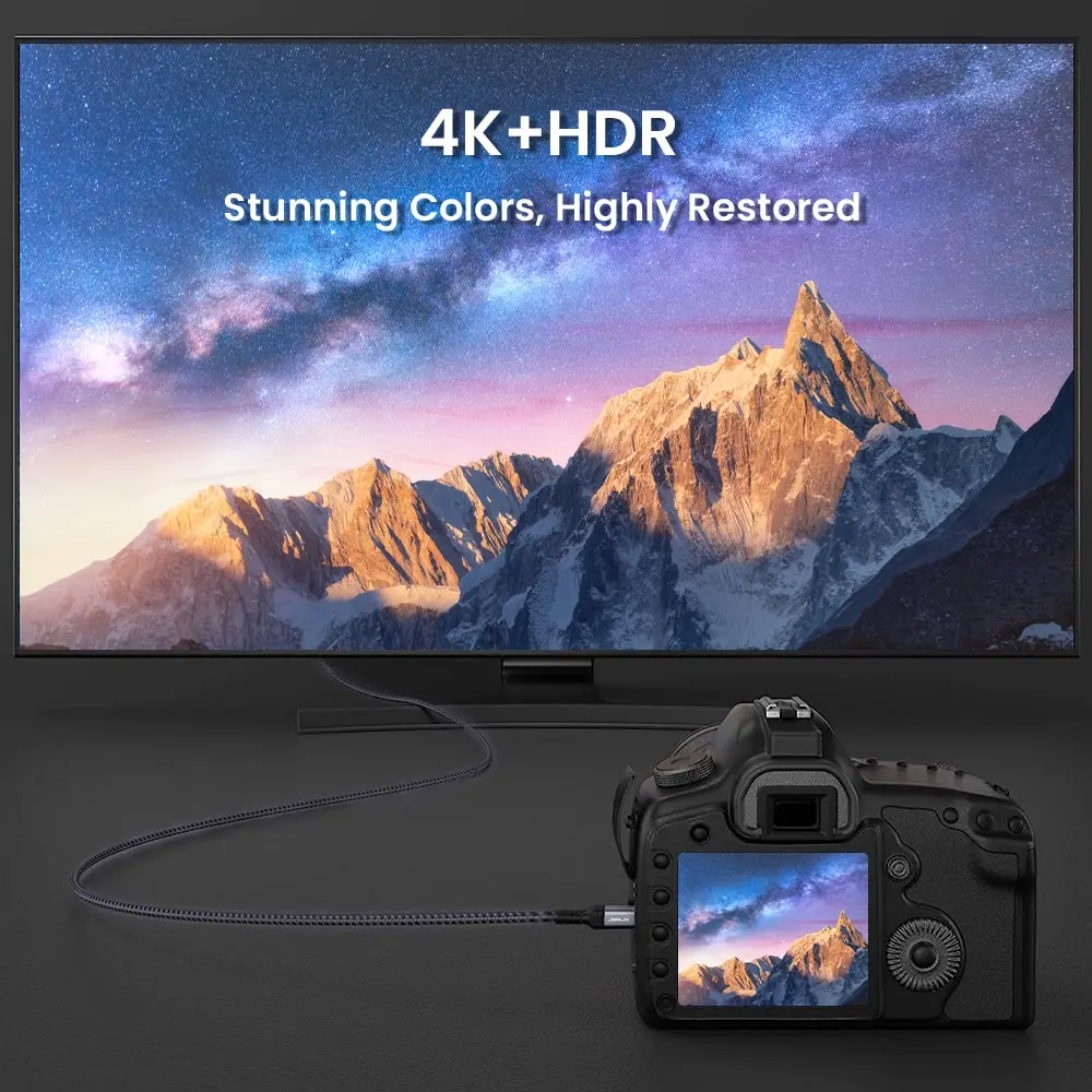 NIERBO-Cabo Mini HDMI para HDMI, HD 4K, 60Hz, Trançado de Alta Velocidade, Cabo Compatível com HDMI, Bi-Direcional, Cabo 2.0 para HDTV, Tablet, Câmera
