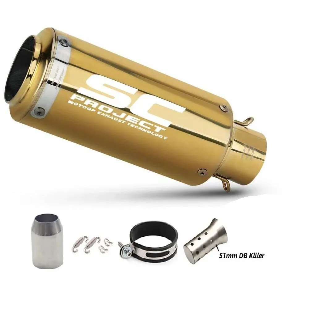 51/60 mm Universal-Motorradauspuff Inox-Schalldämpfer Kohlefaserauspuff mit DB Killer für Z900 R3 R25 MT07 MT09 R1 Z400 Z650