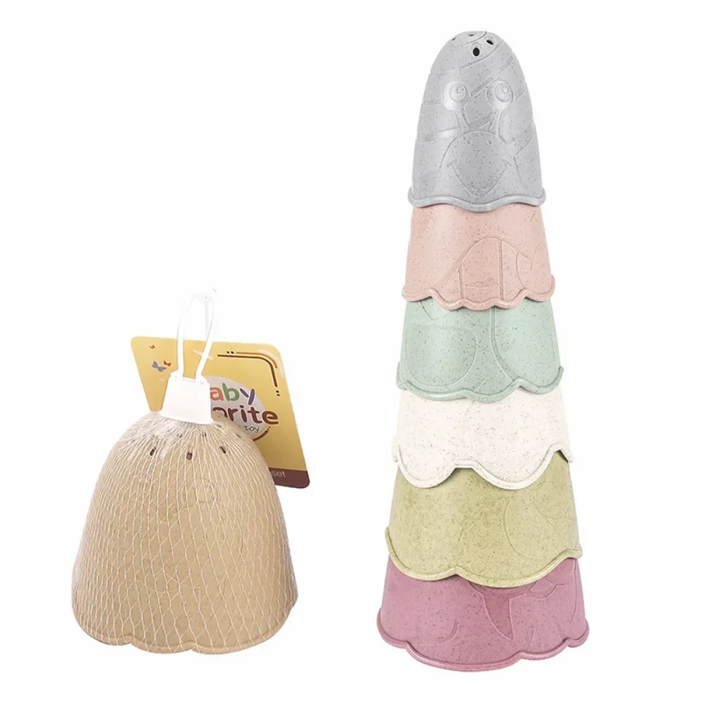 Baby Bath Toys Stacking Boat Toys Colorful Early Education Intelligence Gift Boat-shaped Stacked Cup Folding Tower Baby Toy