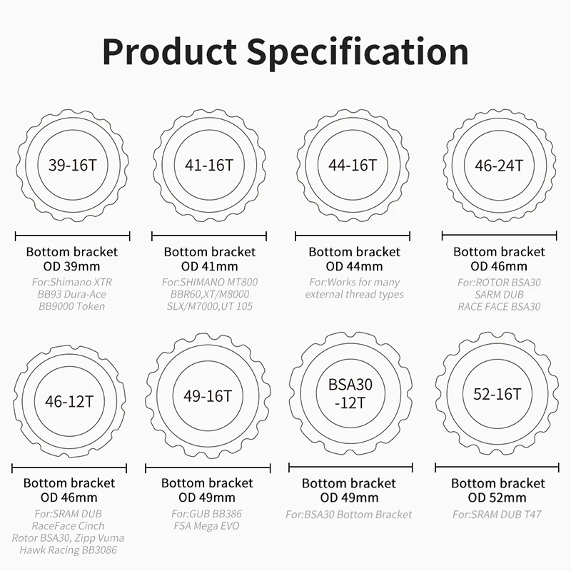 MUQZI Bottom Bracket Wrench MTB Tools Bicycle Repair Tools For SRAM DUB BSA30 T47 For Shimano XTR BB93 MT800 BBR60 BB9000