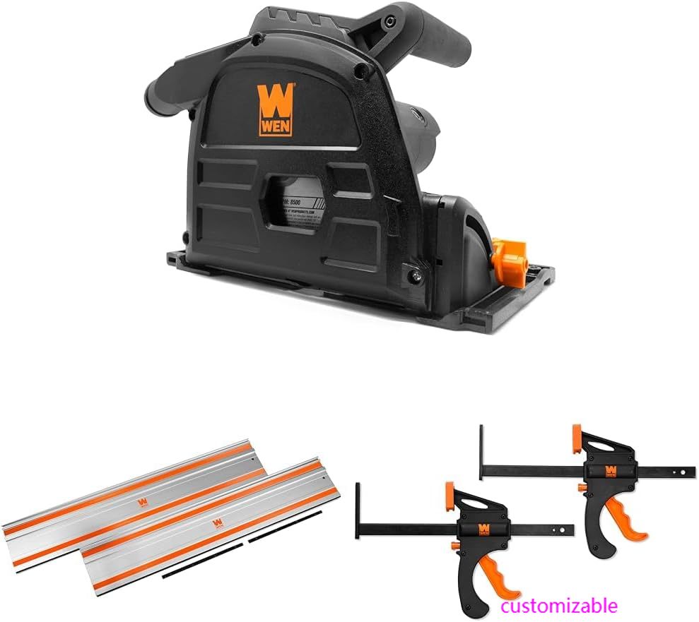 10-Amp 6.5-Inch Plunge Cut Sidewinder Circular Track Saw with 110-Inch Track Saw Track Guide Rail and Clamps (CT1065, CT9110)