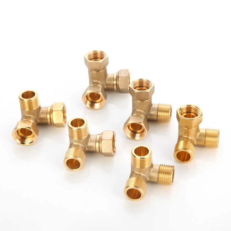 Connettore in ottone BSP 1/8"1/4"3/8"1/2"3/4"1"1-1/4"1-1/2"2" Filettatura maschio femmina Uguale Adattatore a gomito dritto tipo T a 2/3/4 vie