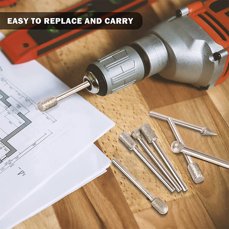 20Pcs Dremel Accessories Diamond Grinding Heads Mini Drill Burrs Bit Set for Dremel Rotary Tool Grinding Accessories 3mm Shank