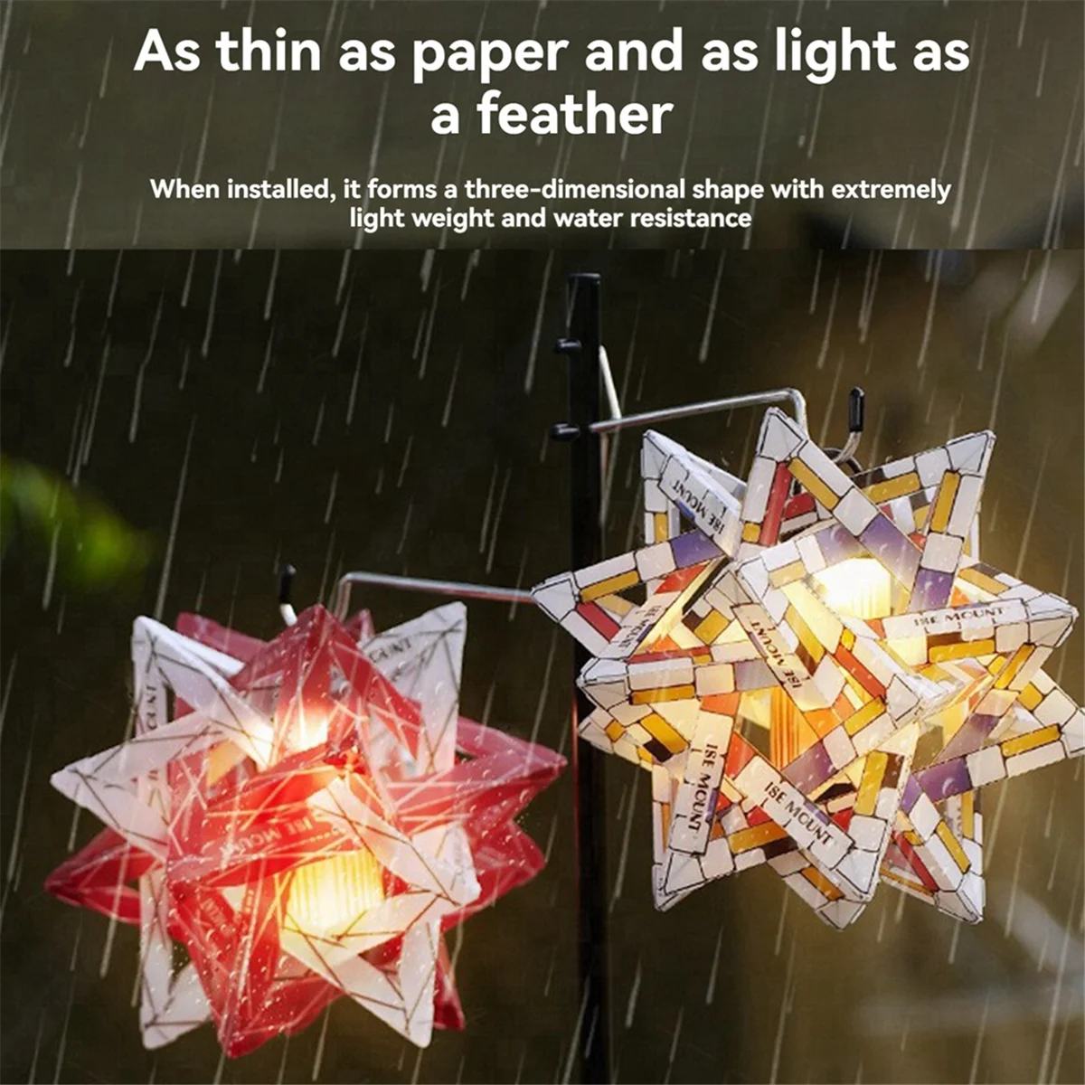 BAAU  Camping Light Star Color Lamp Shade Gold Flat Sugar Lamp Shade Camping Light + Colored Lampshade