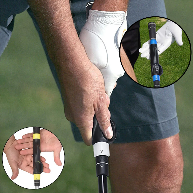 Pomoc treningowa do uchwytu golfowego, uchwyt do kija golfowego do treningu uchwytu, pomoc do ćwiczeń uchwytu lewą i prawą ręką, narzędzia do treningu zamachu golfowego.