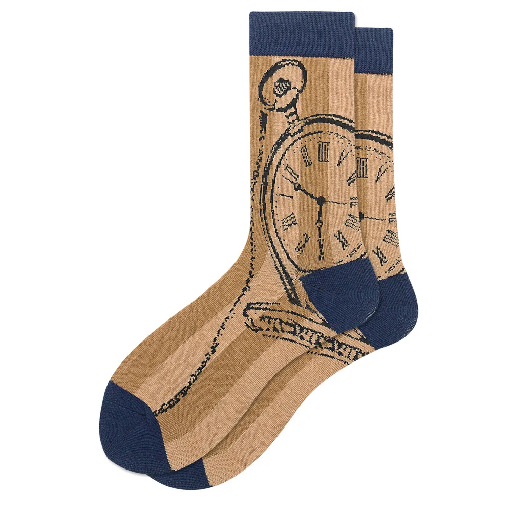 1 par de calcetines divertidos felices para hombre, calcetines informales creativos transpirables con estampado Harajuku, sello de copa de vino tinto, calcetines felices suaves y divertidos