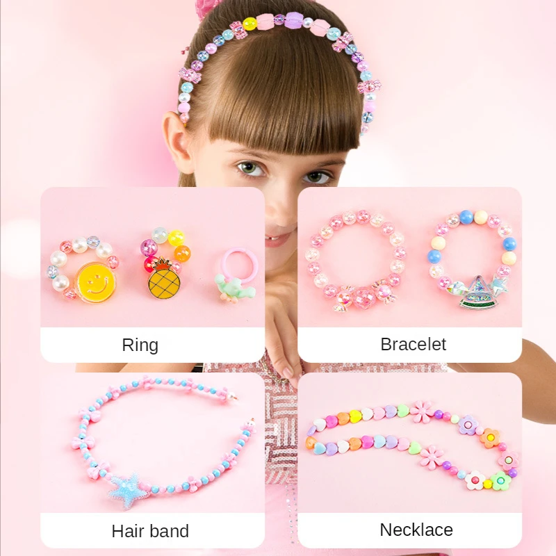 เด็กประดับด้วยลูกปัดของเล่นเพื่อการศึกษาประดับด้วยลูกปัด Hands-on การฝึกอบรมความเข้มข้นคู่มือ DIY วัสดุอุปกรณ์เสริมสร้อยข้อมือของขวัญ