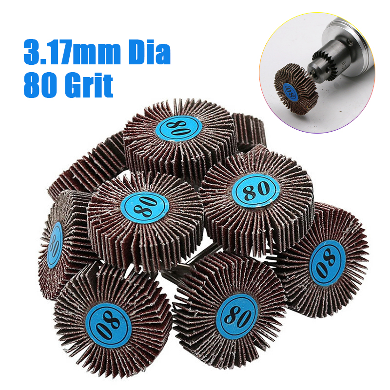 5/10pcs Feritoia 80 Grana Rettifica Levigatura Carta Vetrata Ruota Lamellare Dischi 3.0mm Gambo Otturatore Ruota di Lucidatura Per Dremel utensili rotanti