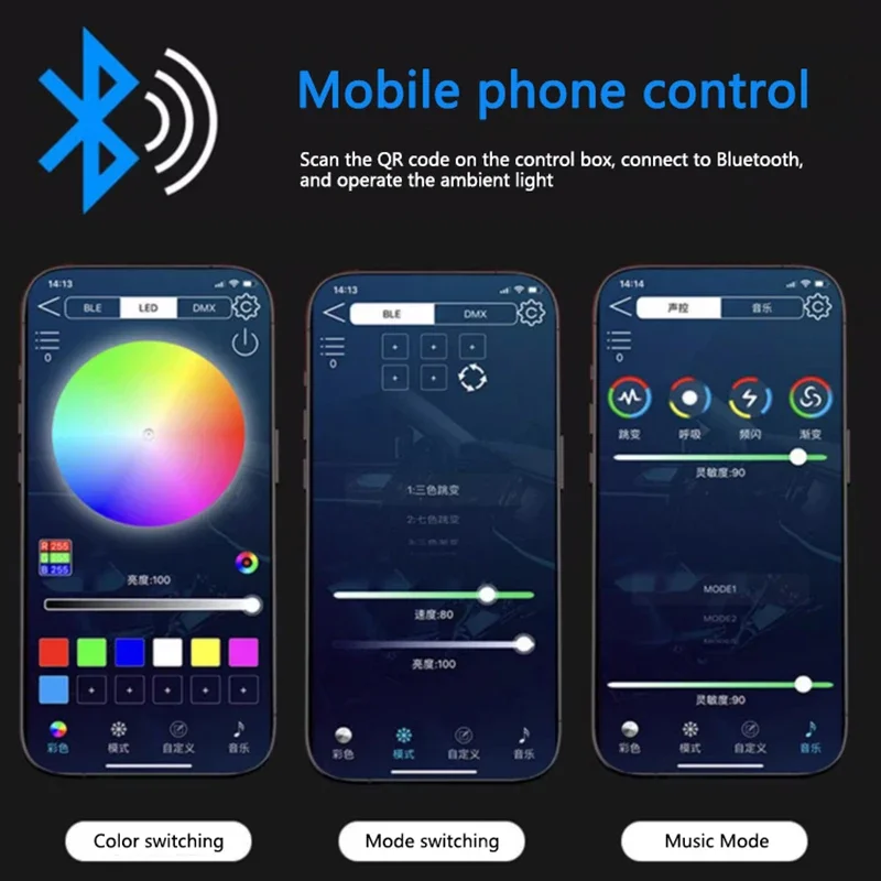 Lámpara LED colorida para Interior de coche, aplicación oculta, Control remoto, atmósfera, USB, luz ambiental para coche, tiras acrílicas, luces para tablero RGB