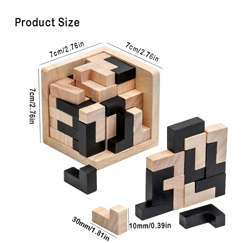 3D Cube ปริศนา Luban Interlocking CreativeEducational ของเล่นไม้สมอง lQ Mind EarlyLearning เกมของขวัญเด็ก Letter 54L