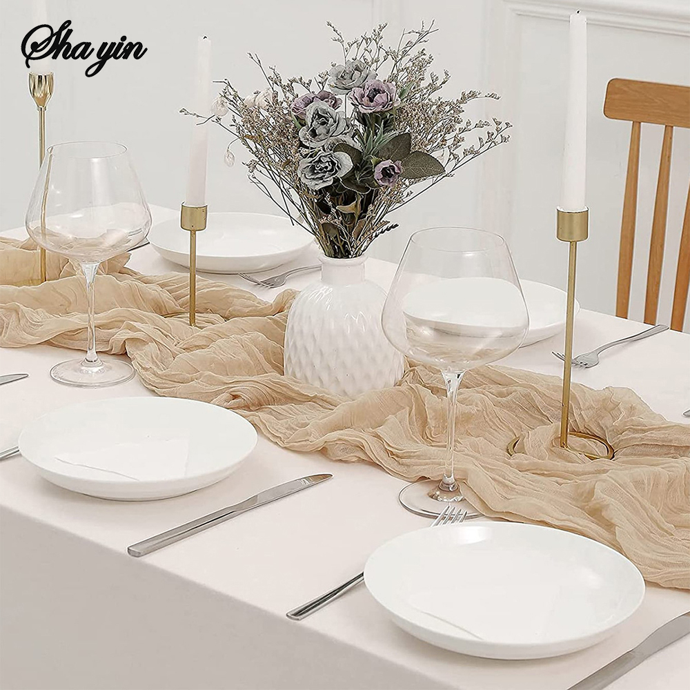 Semi-Sheer Gauze Table Runner Sage Cheesecloth Table Setting Dining Vintage Wedding Party Christmas Banquets Arches Cake Decor