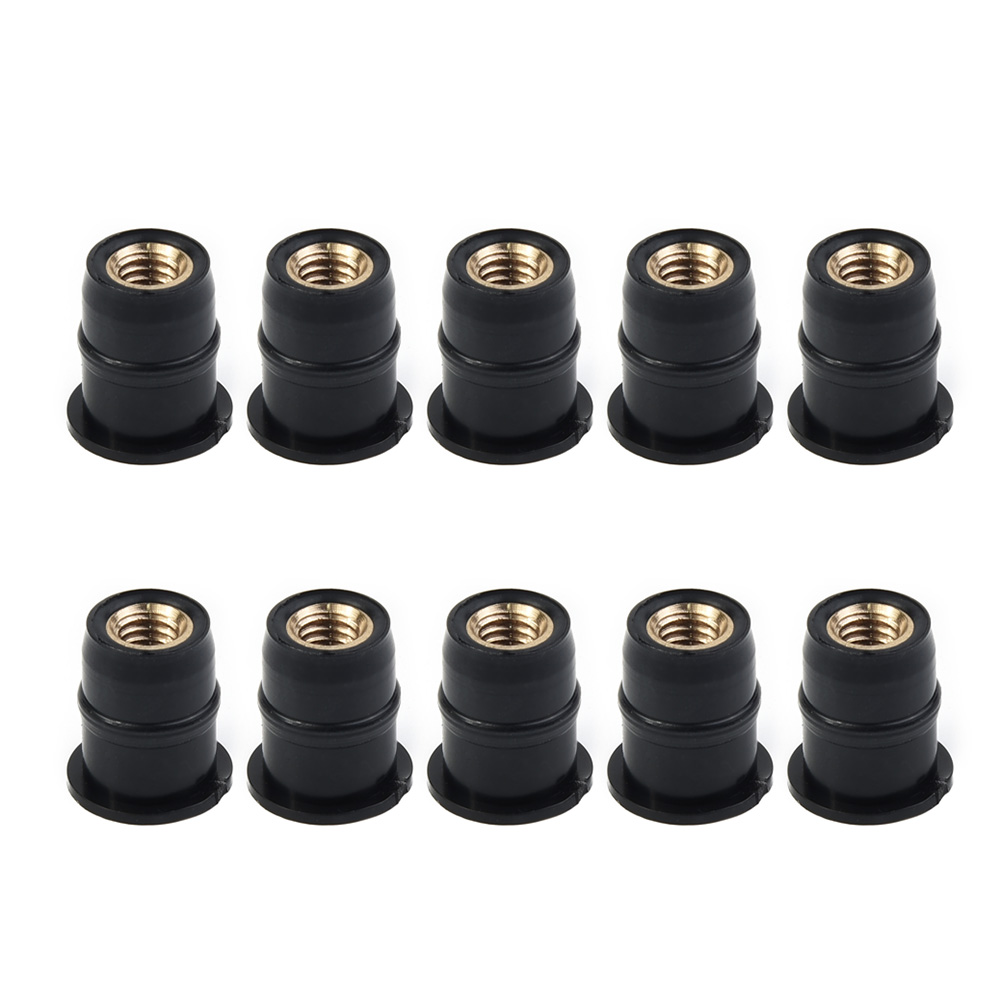 Metric Windshield Rubber Rivet Nuts, Well Nut M5 5mm, Parafusos da motocicleta para Honda e Suzuki, 10pcs
