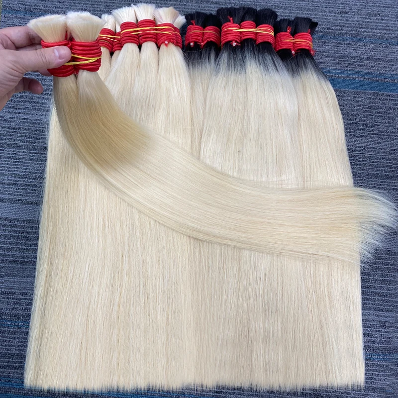 ผมตรงบริสุทธิ์100% สีบลอนด์น้ำผึ้งสำหรับผมต่อมนุษย์613เส้นผมมนุษย์ผมแบบถักไม่ทอจาก1B
