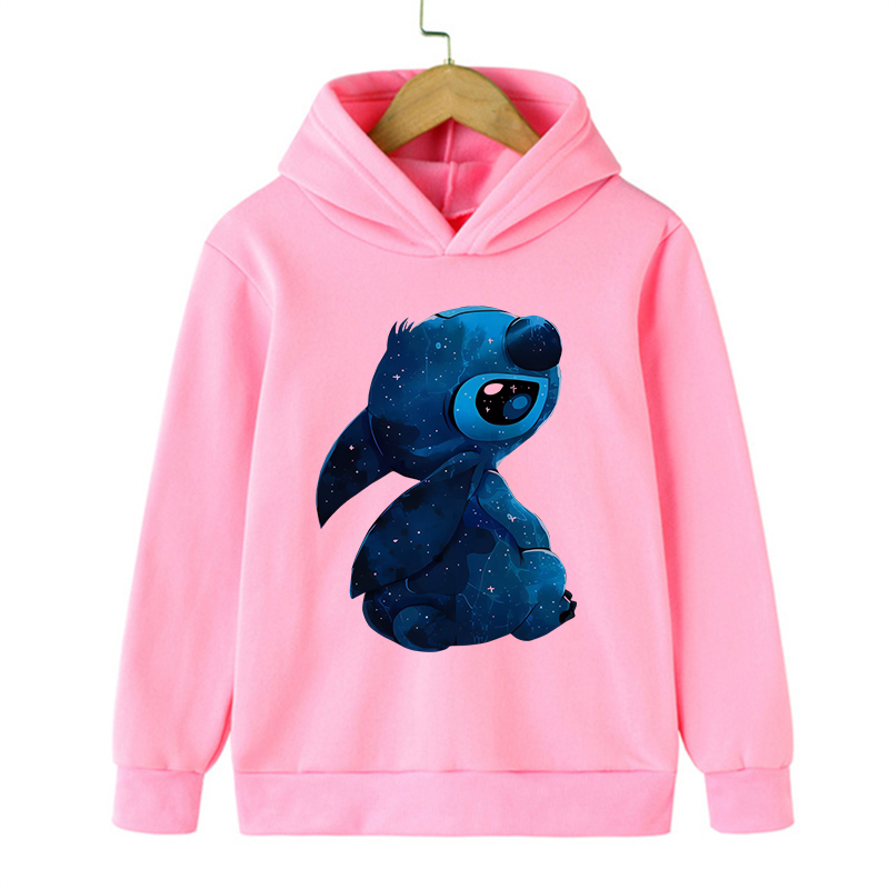 Ropa Kawaii Disney Stitch Sudadera con capucha niños dibujos animados chico niña niño Lilo y Stitch sudadera con capucha bebé Casual Top lindo