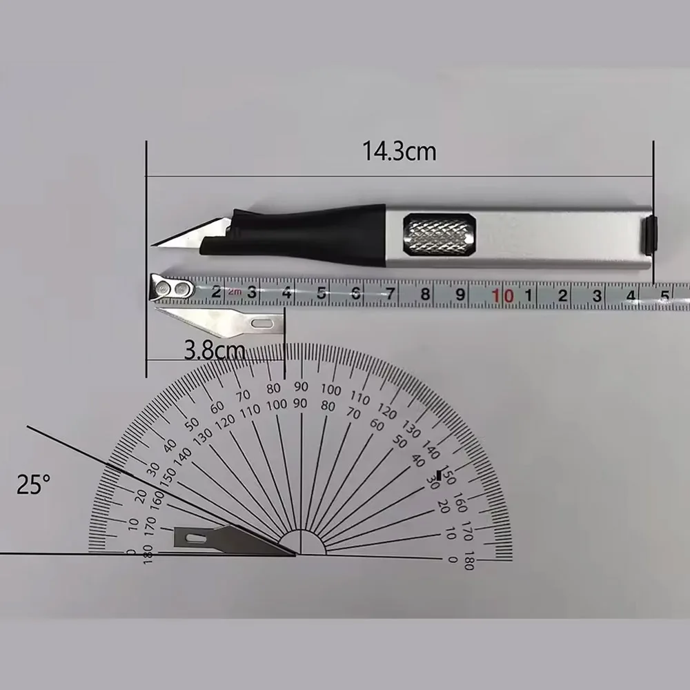 DIY Pen-shaped Aluminum Handle Carving Knife with 5 Replaceable Horseshoe Art Blades for Outdoor Knives and Handicrafts