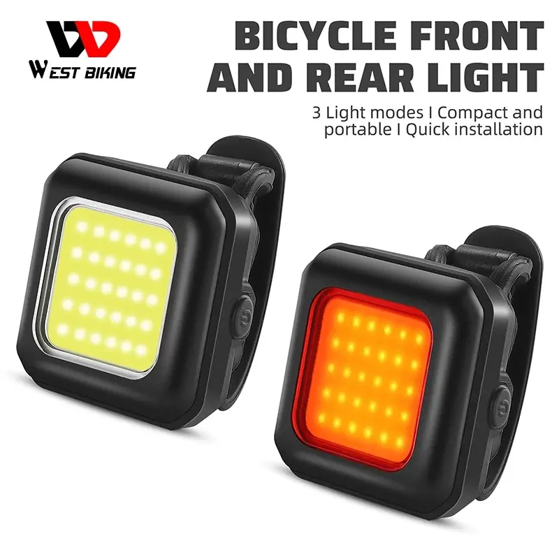 WEST BIKINGขี่จักรยานมินิด้านหน้า/ด้านหลังไฟ250MAh LEDการมองเห็นสูงไฟท้ายจักรยานส้อมด้านหน้าแสงเดินป่า