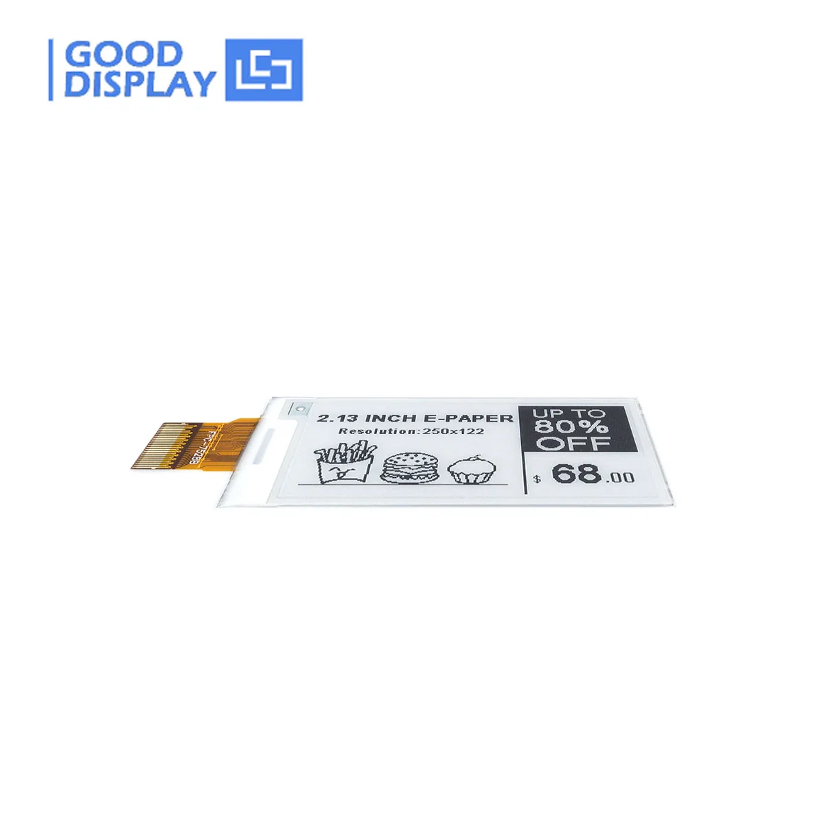 2.13 Inch Dot Matrix E Inkt Display Gedeeltelijke Vernieuwing 0.42S Spi Hdmi 250X122 Epd Scherm, Gdeq0213b74