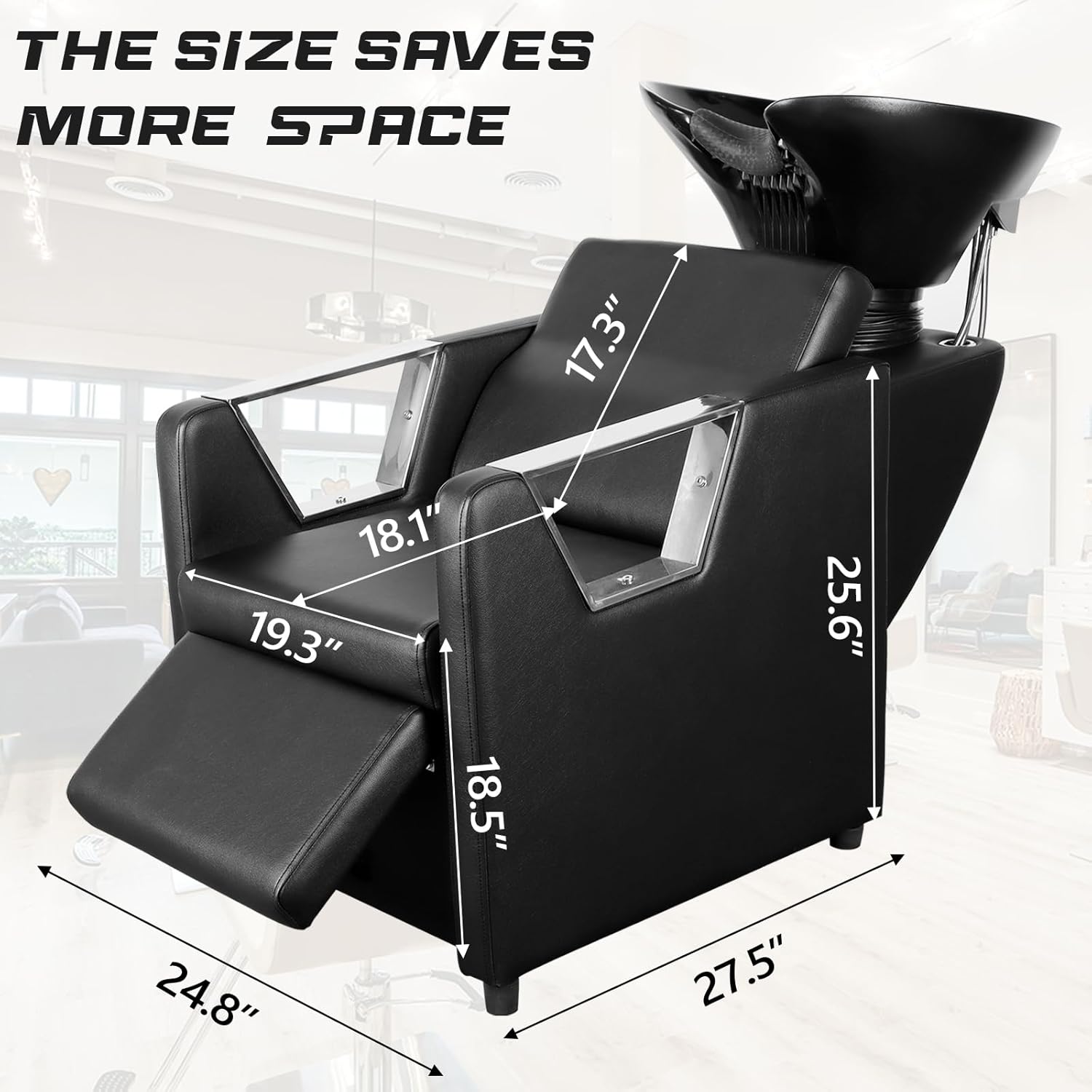 Aurora Backwash Chair Adjustable ABS Plastic Shampoo Bowl Sink with Leg Support for Spa Beauty Salon