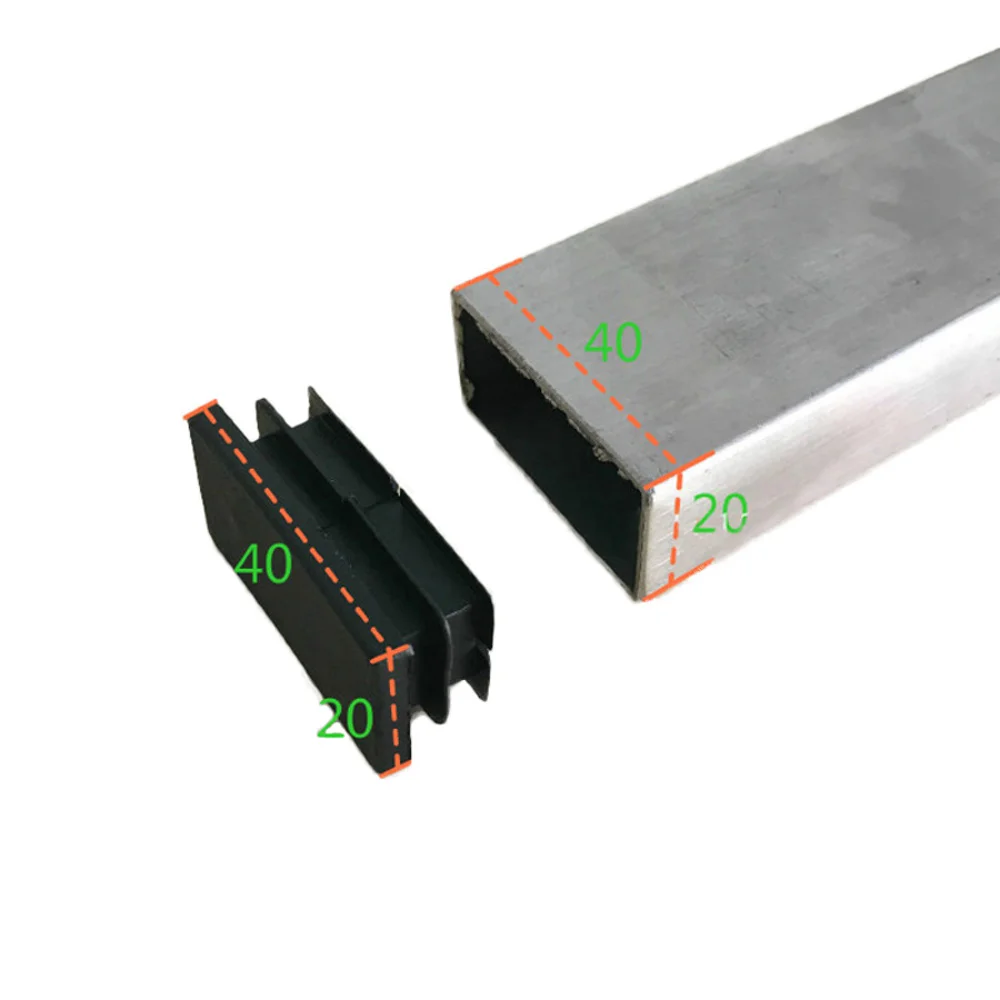 2/5/10 pcs tappi rettangolari in plastica neri tappi per tubi inserti per tubi tappo per tappo tappo in acciaio 10x20mm, 30x100mm