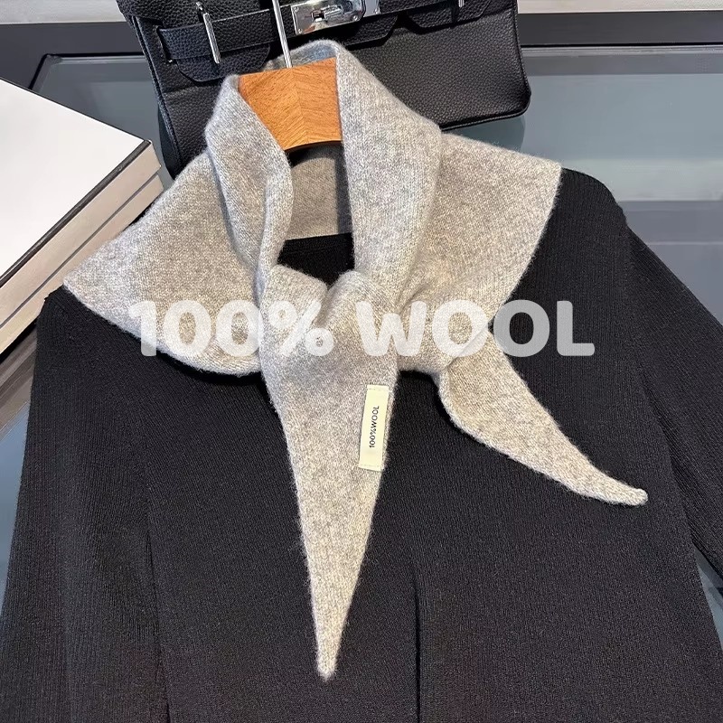 Вязаный шарф женский, 100% шерсть, зимние теплые шарфы, яркий однотонный дизайн, утолщенная шаль, мягкий треугольный шарф из пашмины, новинка 2025 г.