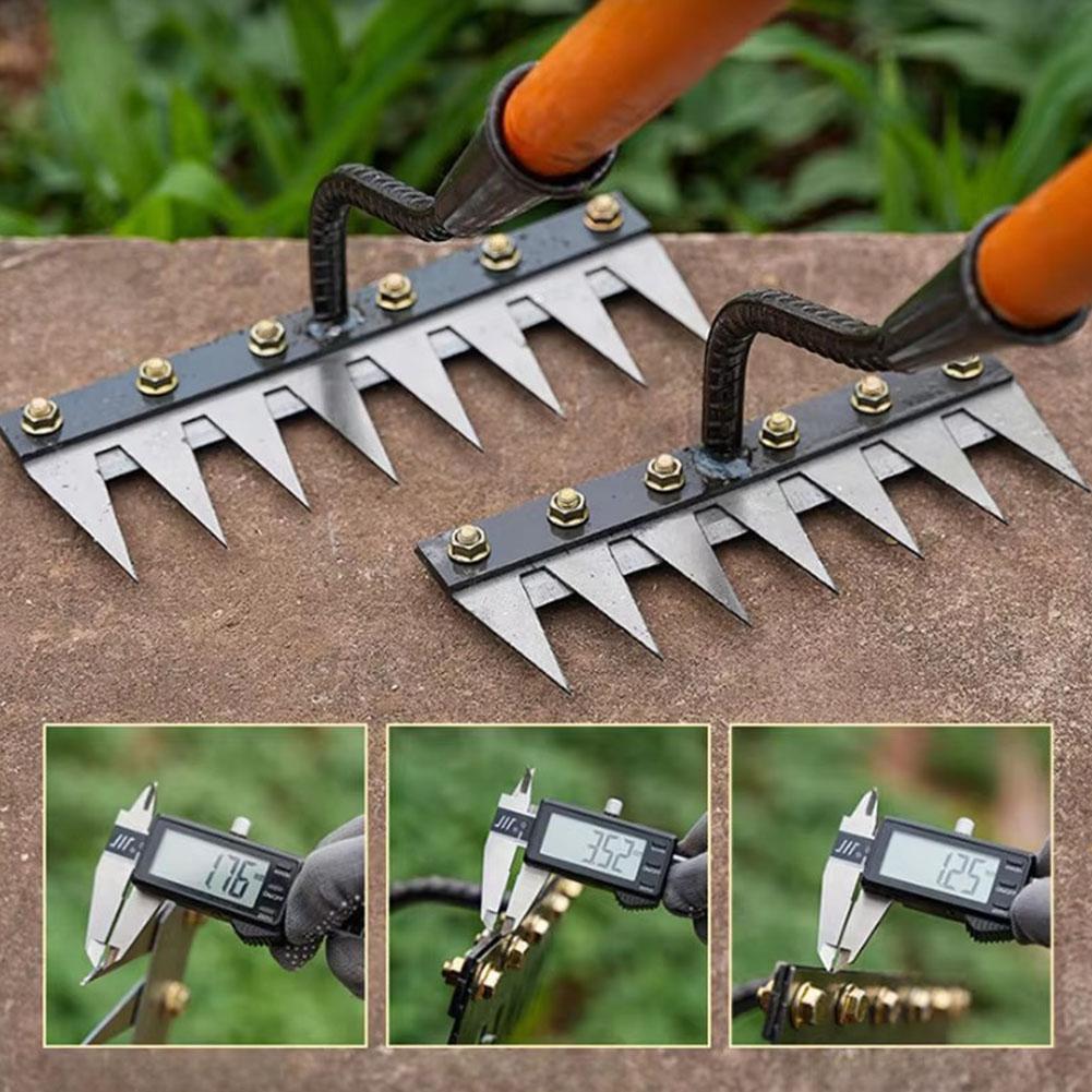 5/6/7/8 ฟันการเกษตร Rake ดินคลาย Weeding เครื่องมือแมงกานีสเหล็กสวน Weeding Rake Multi-ใช้การเกษตรฟาง Hoe