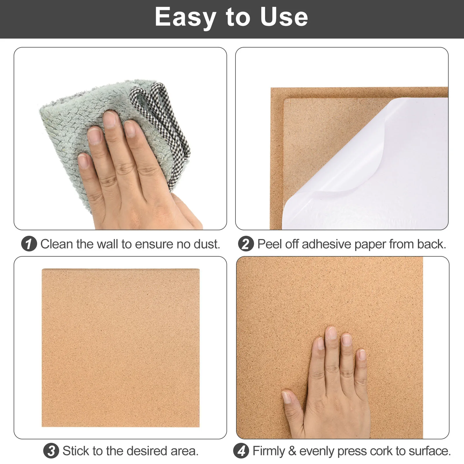Square Cork Board Bulletin Board Self Adhesive Small Square Pin Board with Push Pin Wood Clips Wall Cork Board Tiles Corkboard