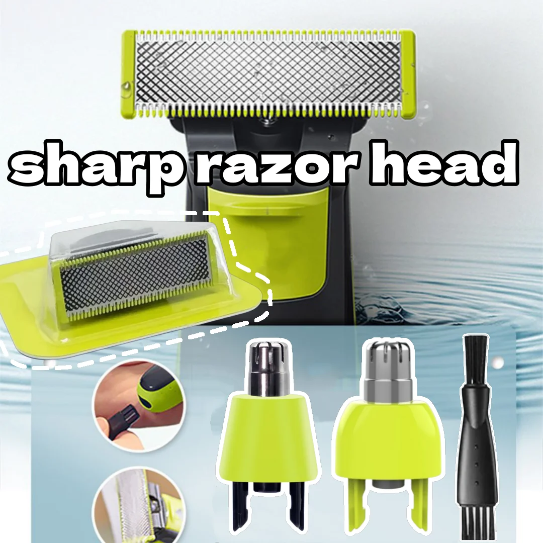 Novas cabeças de barbear masculinas e cabeças de substituição para aparador de pêlos do nariz: cabeças de barbear com dentes de dupla face
