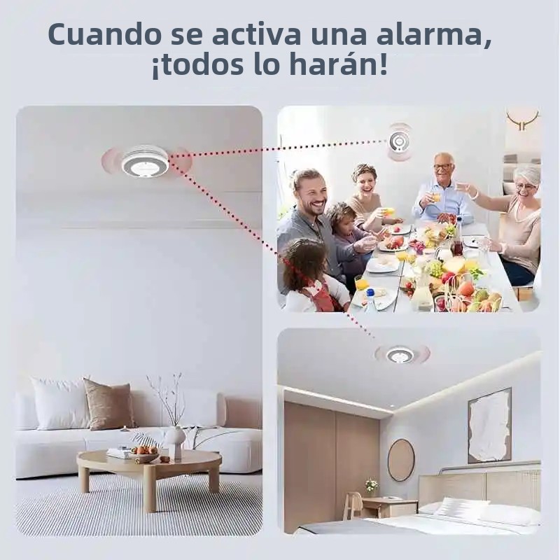 Detector inalámbrico de alarma de humo y calor interconectado, alarma de monóxido de carbono, batería sellada de 10 años, botón de prueba/silencio grande,