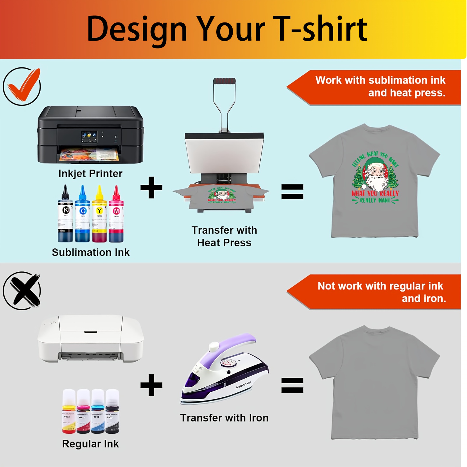 HUSPER A4 Sublimation Paper 100 Sheets 105g Compatible with Inkjet Printer Heat Transfer for T-shirts Mugs Personalized Projects